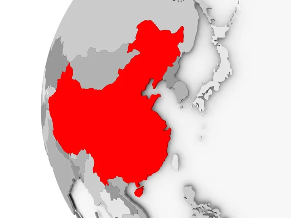 China on grey globe — Stock Photo, Image