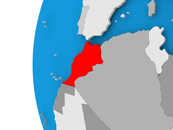 Na mapie Maroka na Globus polityczny — Zdjęcie stockowe