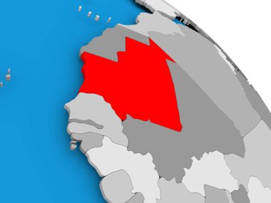 Moritanya Haritası üzerindeki kırmızı