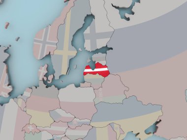 Letonya bayrağı ile siyasi dünya üzerinde