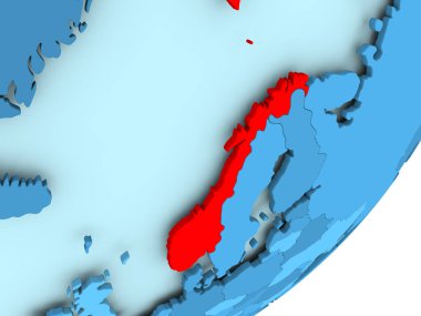 Norveç Haritası mavi siyasi dünya üzerinde