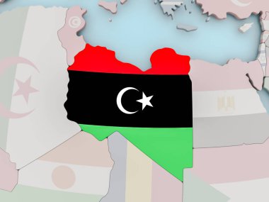 Libya bayrağı ile siyasi dünya üzerinde