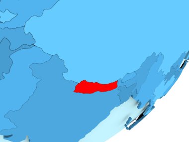 Nepal Haritası mavi siyasi dünya üzerinde