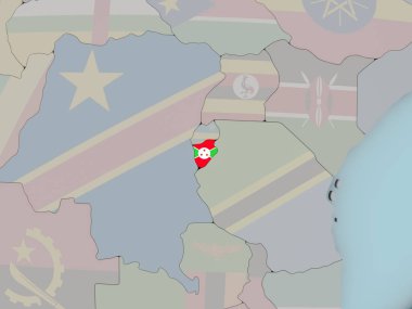 Burundi bayrağı ile siyasi dünya üzerinde