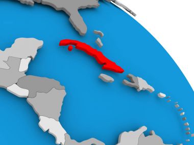 Küba'da haritada kırmızı