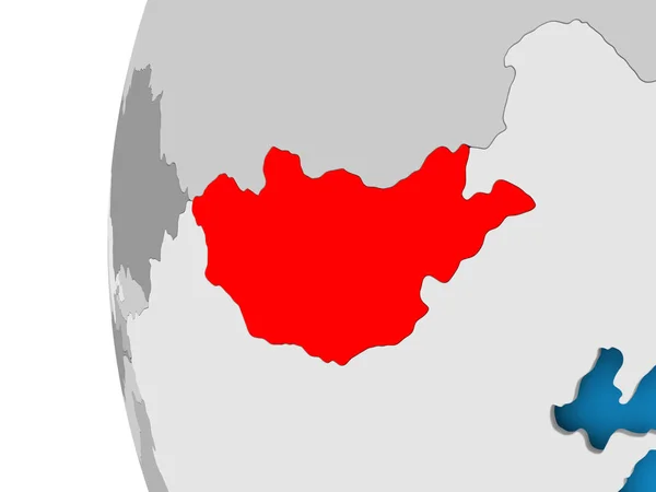 Kaart van Mongolië op politieke wereldbol — Stockfoto