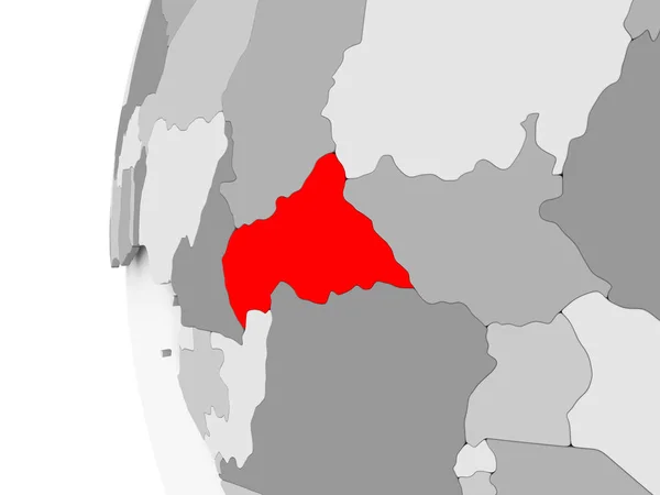 Zentralafrika auf grauem Globus — Stockfoto