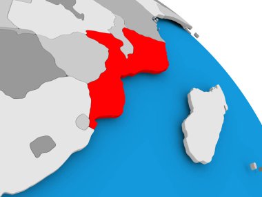 Mozambik Haritası üzerindeki kırmızı