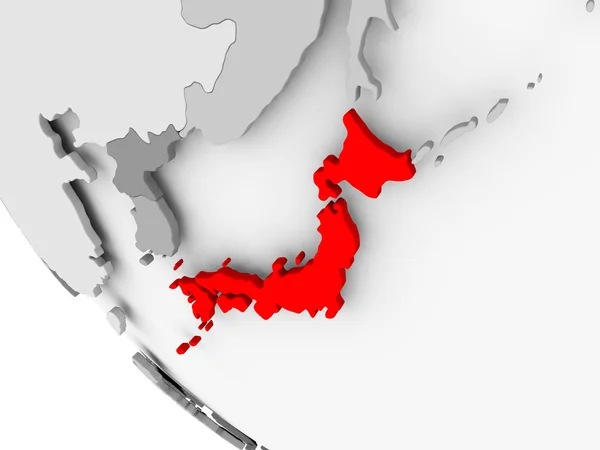 빨간색으로 일본의 지도 — 스톡 사진