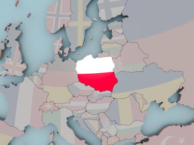 Polonya bayrağı ile siyasi dünya üzerinde