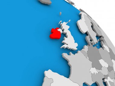 Haritada kırmızı İrlanda