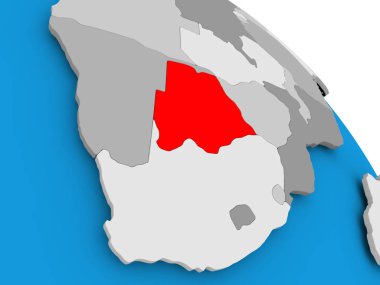 Botsvana Haritası üzerindeki kırmızı