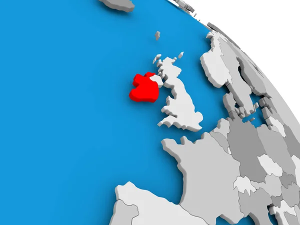 Ierland in het rood op kaart — Stockfoto