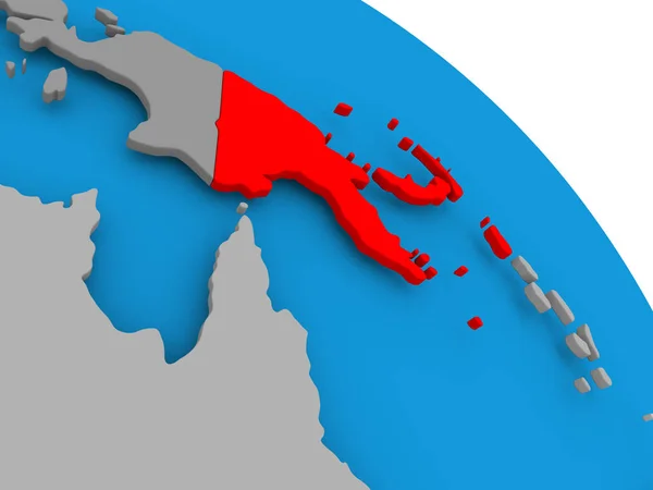 Papua Neuguinea in Rot auf der Karte — Stockfoto