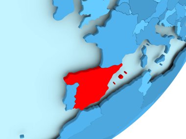 İspanya harita üzerinde mavi siyasi dünya