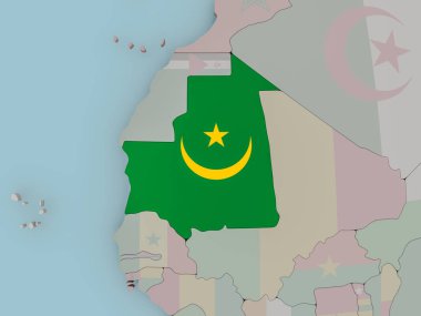 Moritanya bayrak ile siyasi dünya üzerinde