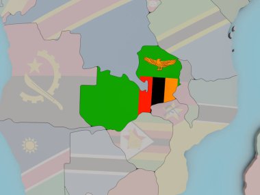 Zambiya bayrağı ile siyasi dünya üzerinde