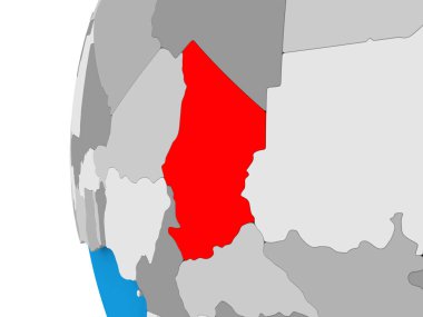 Çad Haritası siyasi dünya üzerinde