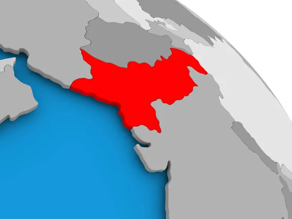 Pakistan i rött på karta — Stockfoto