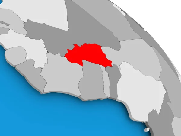 Μπουρκίνα Φάσο με κόκκινο χρώμα στο χάρτη — Φωτογραφία Αρχείου