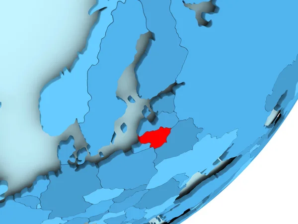 Mapa Litwy na niebieski Globus polityczny — Zdjęcie stockowe