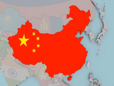Çin bayrağı ile siyasi dünya üzerinde