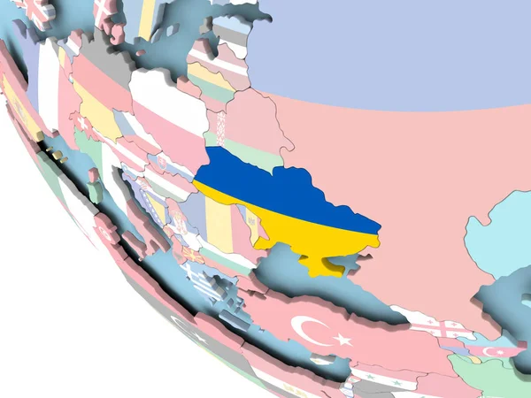 Ukrayna ile dünya üzerinde bayrak — Stok fotoğraf