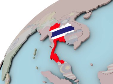 Tayland Haritası bayrak ile