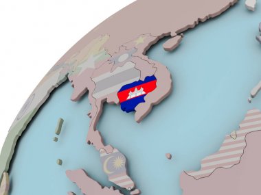 Kamboçya Haritası bayrak ile