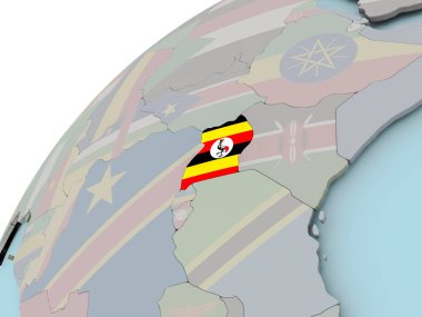uganda Haritası bayrak ile