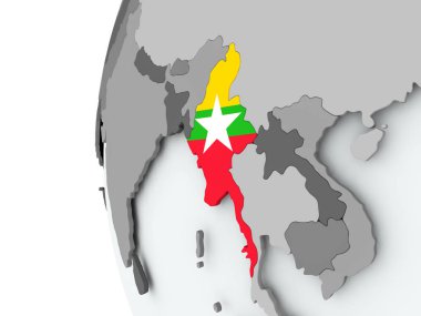 Myanmar bayrağı ile dünya üzerinde