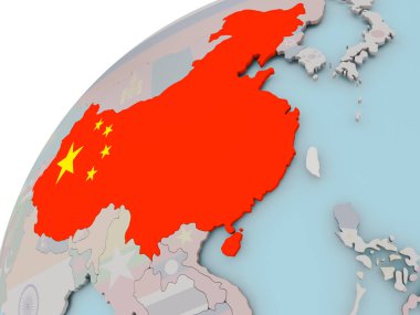 Bayrağı olan Çin haritası