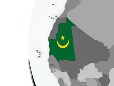 Moritanya bayrak ile dünya üzerinde