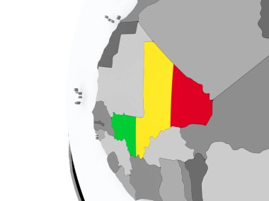 Mali bayrağı ile dünya üzerinde