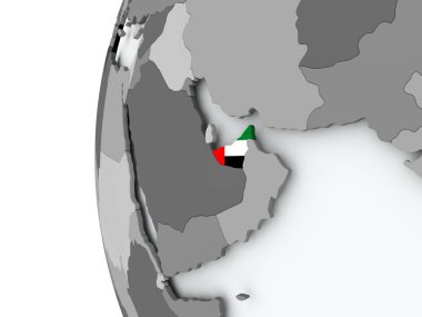 Birleşik Arap Emirlikleri bayrağı ile dünya üzerinde