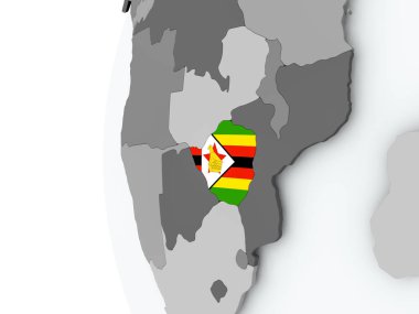 Zimbabve bayrağı ile dünya üzerinde