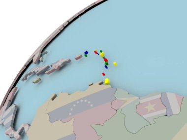 Caribbean Haritası bayrak ile