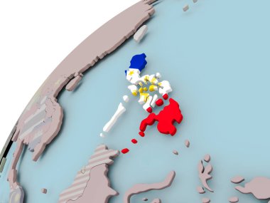 Filipinler Haritası bayrak ile