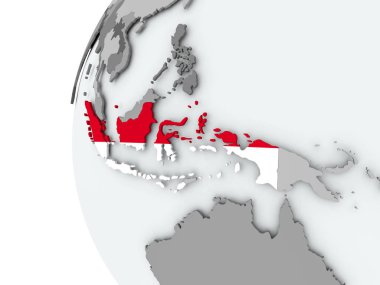 Endonezya bayrağı ile dünya üzerinde