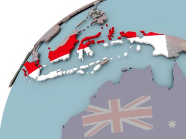 Endonezya Haritası bayrak ile