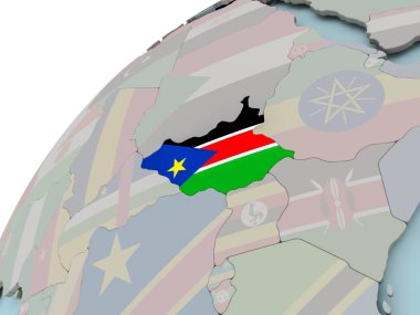 Bayrağı ile Güney Sudan Haritası