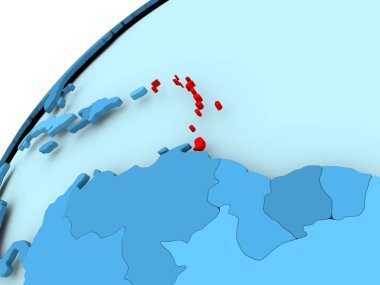 Caribbean mavi küre üzerinde