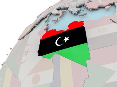 Libya Haritası bayrak ile