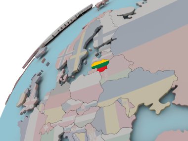 Bayrağı ile Litvanya Haritası