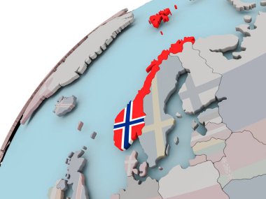 Norveç Haritası bayrak ile