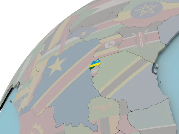 Mapa rwanda z flagą — Zdjęcie stockowe