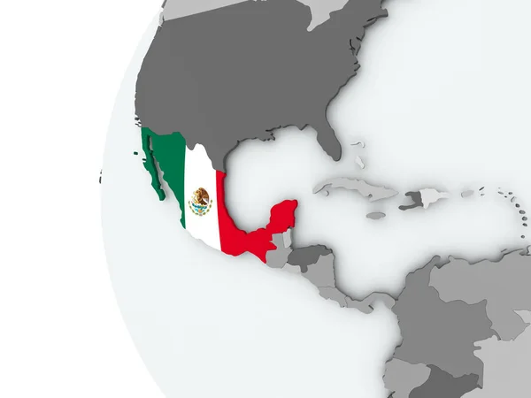 Мексика на глобусе с флагом — стоковое фото