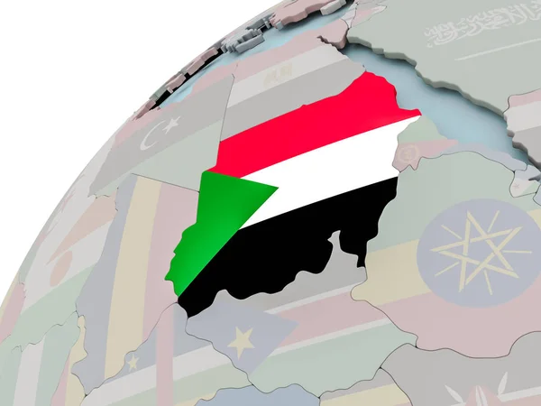 Mappa del Sudan con la bandiera — Foto Stock