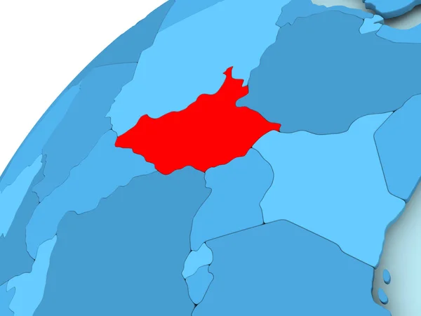 Zuid-Soedan op blauwe wereldbol — Stockfoto