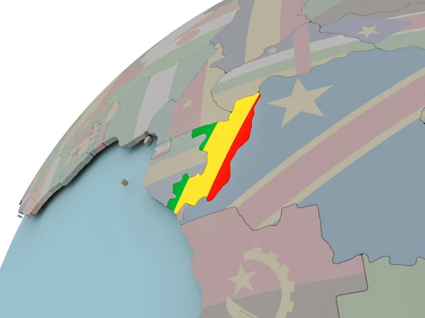 Mapa Kongi z flagą — Zdjęcie stockowe